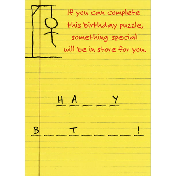 Recycled Paper Greetings Hangman Funny Humorous Birthday Card Walmart Com Walmart Com