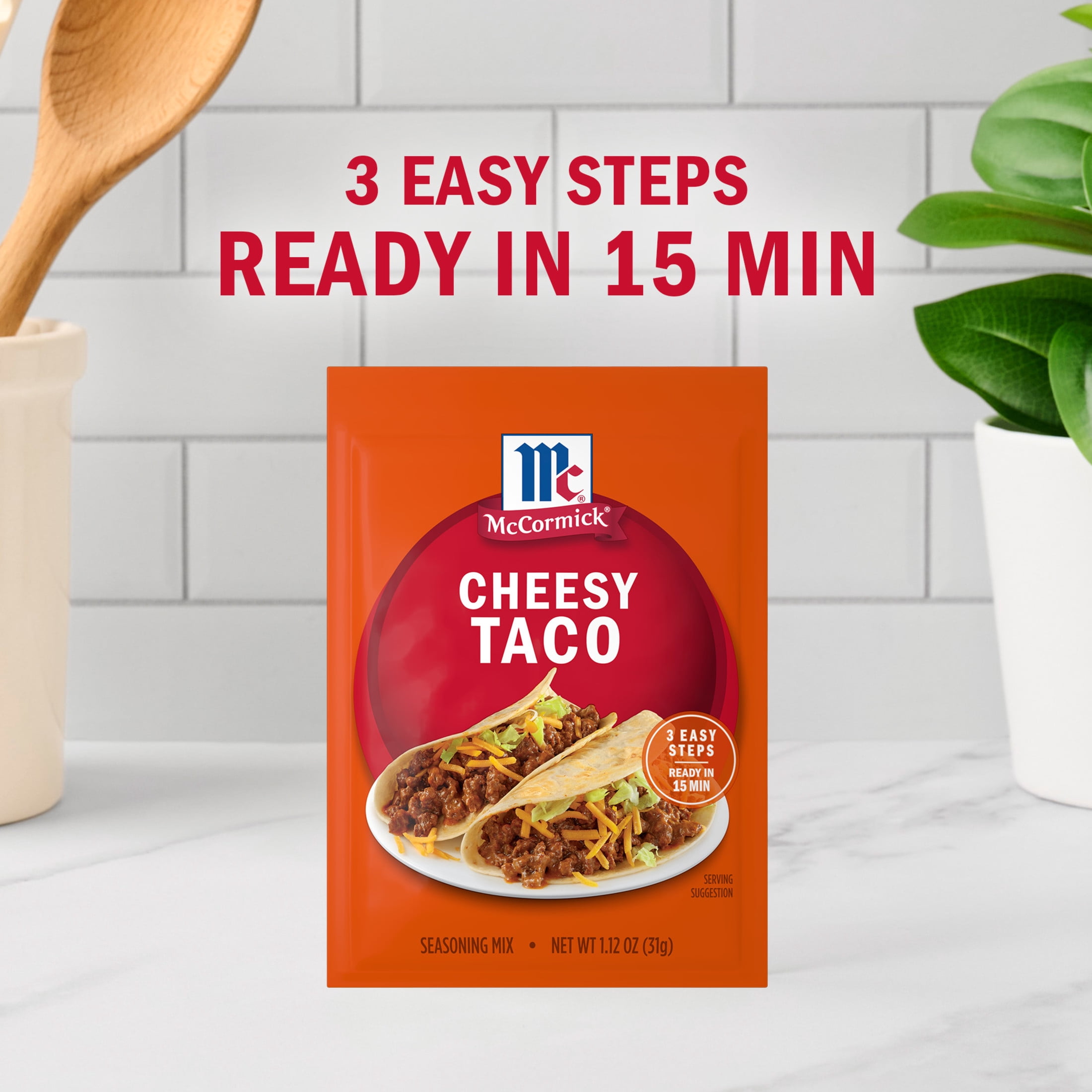 (12 pack) McCormick Cheesy Taco Seasoning Mix, 1.12 oz Packet