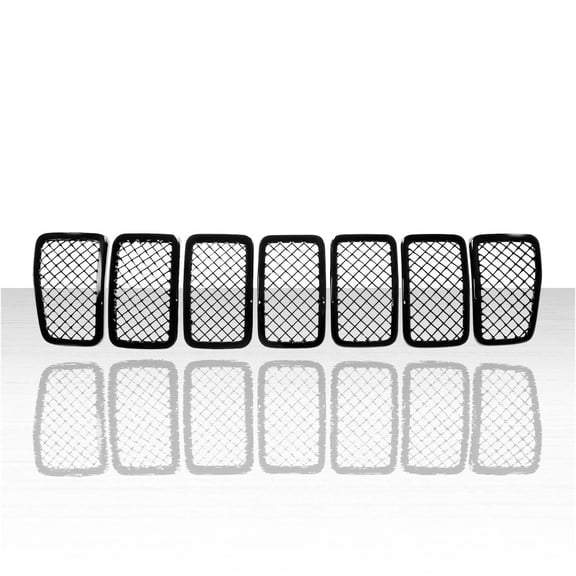 7pc Grille Overlay for 2019 Jeep Cherokee - Gloss Black