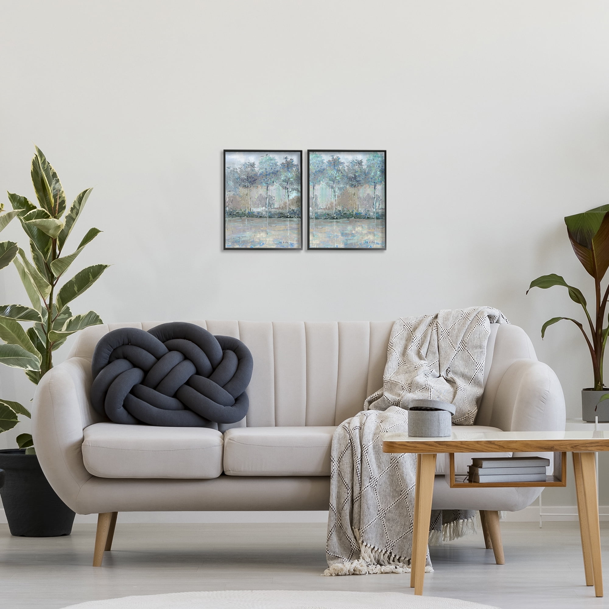 Stupell Industries Subdued Tree Landscape Impression 2 Piece Black Framed Giclee Art Set, design by Sally Swatland