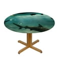 thumbnail image 3 of Sheronv Sharks and Bubbles Round Tablecloth Stain-Resistant & Washable for Indoor/Outdoor Dining - 100% Polyester Fiber for Picnic, Kitchen, Farmhouse, Camping - Various Sizes Available 38"-42, 3 of 8