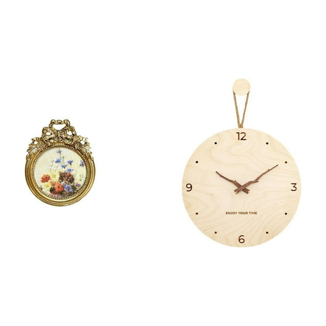 Marco de fotos antiguo, marco de fotos vintage redondo, marco de pared de escritorio europeo ornamentado, ideas de regalo de boda, reloj de pared de m
