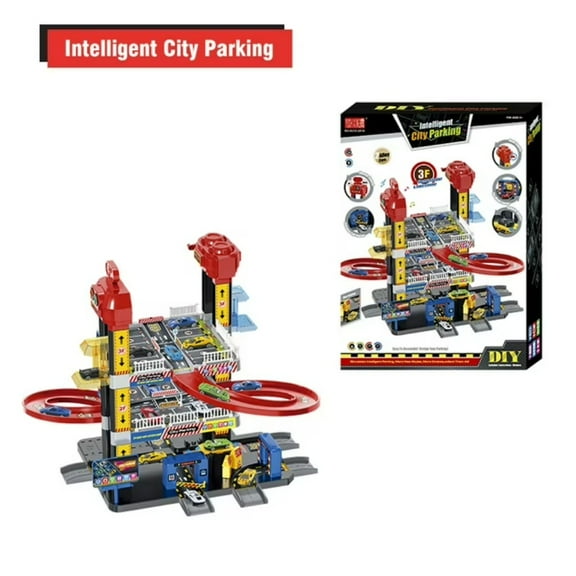 Kids Car Wheel Track Toy Parking Garage,Parking Adventure Toy Gifts for 3-12 Years Old Boys Vehicle Playsets