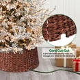 Slsxip 7.5-Inch Mini Christmas Tree Collar - Handwoven Hyacinth Rattan Tree Skirt, White, For Tabletop & Small Artificial Trees