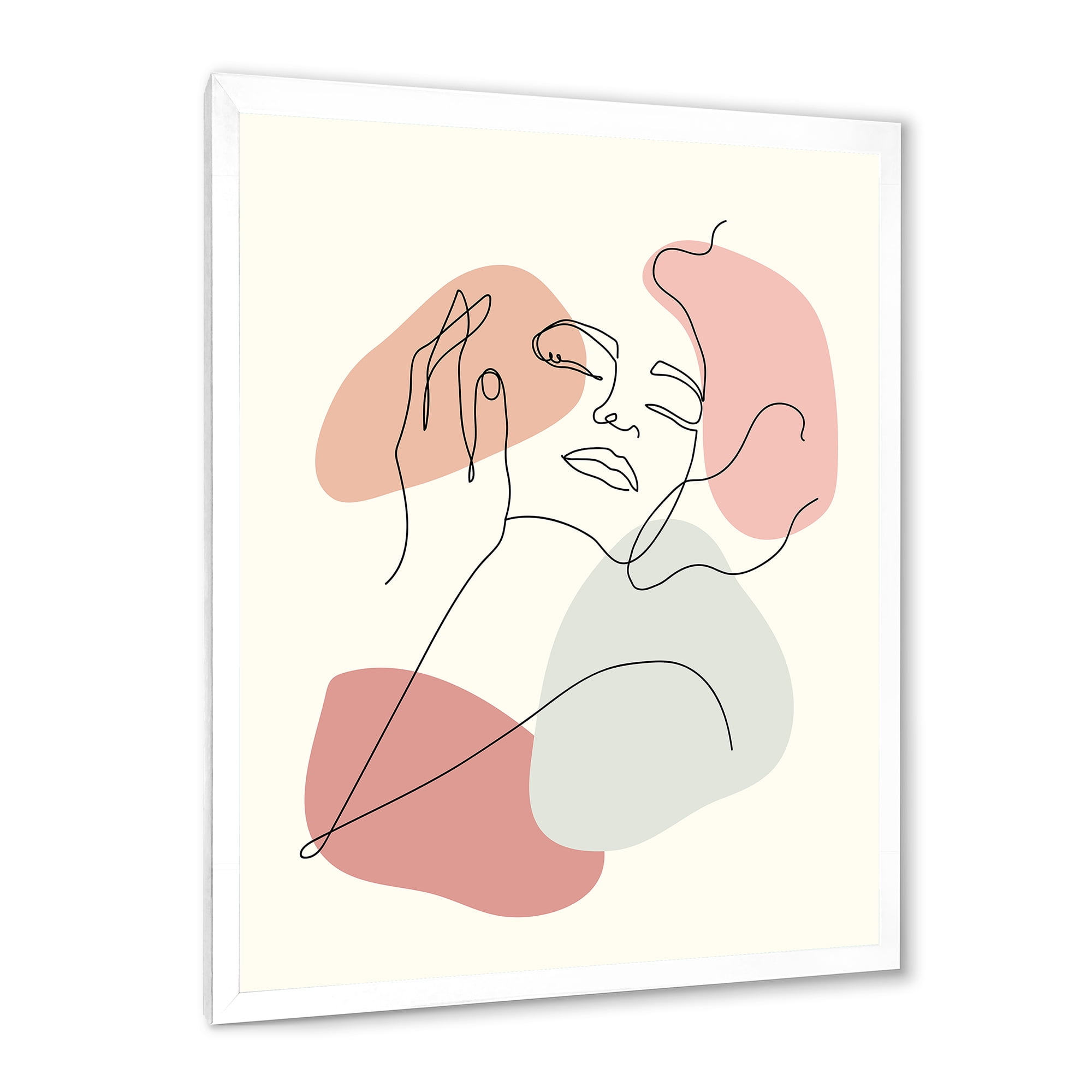 Designart 'Continuous One Line Portrait of Woman' Modern Framed Art Print