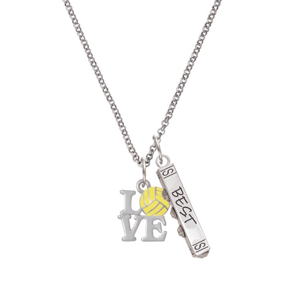 Delight Jewelry Love with Water Polo Ball Silvertone Best Friends Forever Bar Charm Necklace, 23"