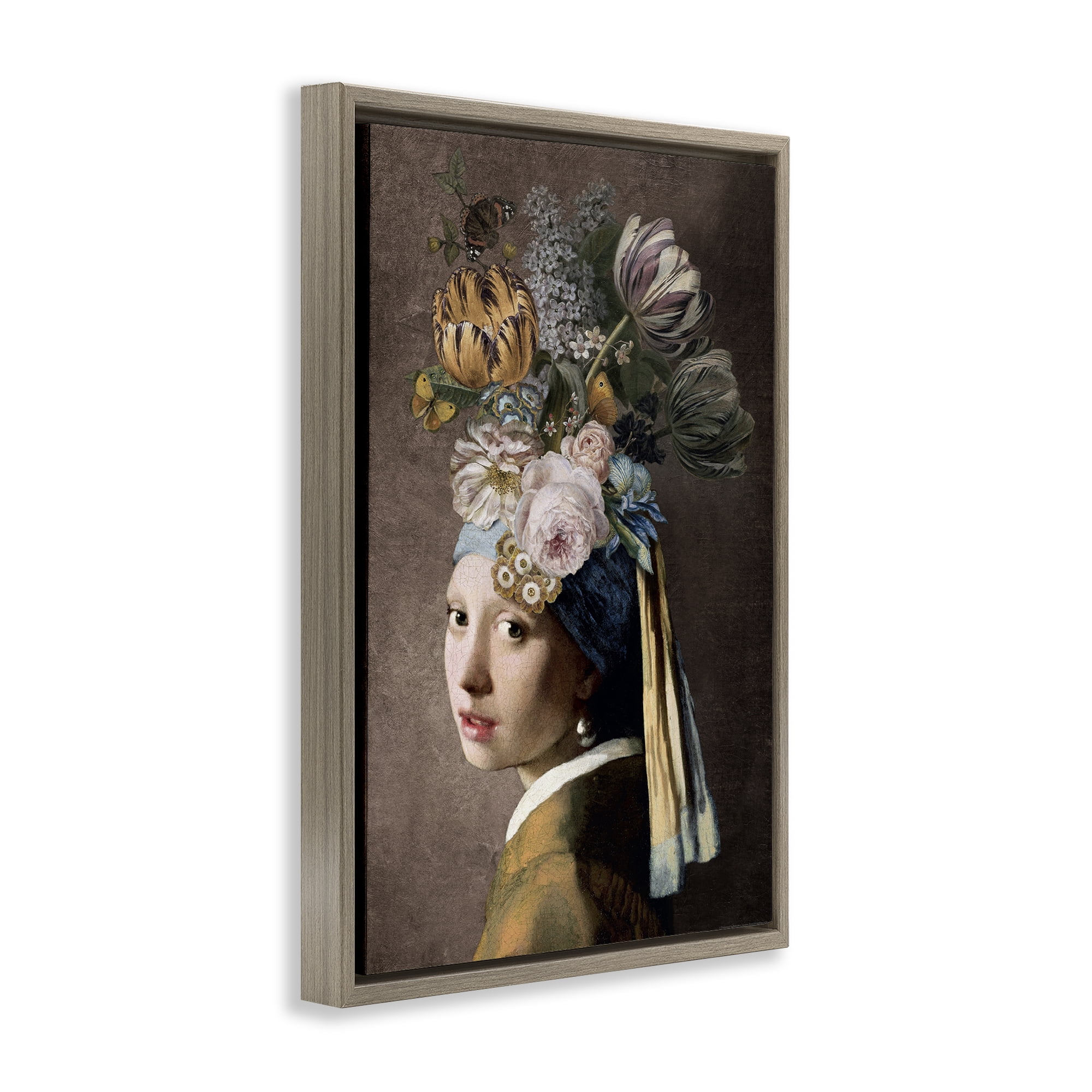 Stupell Industries Classic with Vintage Blooms People Painting Brown Floater Framed Canvas Art Print Wall Art, 17 x 25