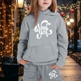 thumbnail image 2 of RUTAYY Girls 2 Piece Outfit Long Sleeve Hoodie and Sweatpants Set Letter Print with Pockets for Kids Daily Casual Outfit Grey, 2 of 4
