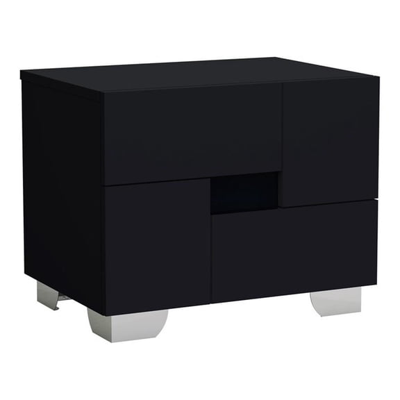 Titan Furnishings Waldorf Modern Lacquer Wood Nightstand in Gloss Black