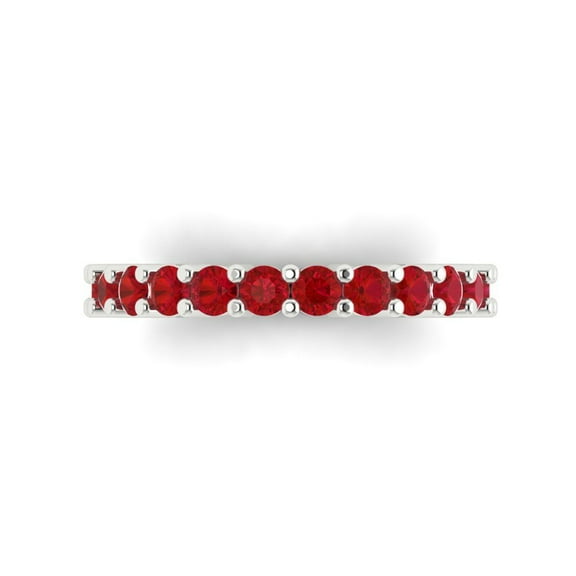 1.26 ctw Wedding Band for Women - 18K White Gold Simulated Ruby Stackable Eternity Ring