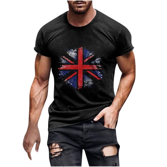 UVEASISHA Men's 4th of July Shirt,Big and Tall Patriotic T Shirts for Men Vintage American Flag Graphic Tees Summer Casual Short Sleeve Crewneck Tops Sales Today 2025