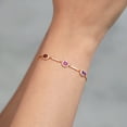 thumbnail image 4 of Gem Stone King Keren Hanan 18K Rose Gold Plated Silver 3 Stone Created Moissanite Adjustable Bracelet for Women with Oval and Round Red Garnet Pink Created Sapphire Purple Amethyst (1.90 Cttw), 4 of 4