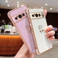 thumbnail image 3 of Compatible with Google Pixel 8 Case Cute Rose Flower Phone Case for Women Girls Luxury Plating Full Camera Lens Cover Protection Shockproof Pixel 8 Case 6.2" Soft Bumper Funda (Purple), 3 of 10
