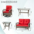 thumbnail image 4 of Meetleisure 5 Piece Sofa Seating Group with Cushions,Including 2 Swiwel Chairs, 2 Tables,1 Sofa, Red, 4 of 8