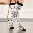thumbnail image 5 of FORMRS Womens Knee High Socks Casual Long Thick Travel Daily Wear, 1 Pair, White Cute Cat, 5 of 6