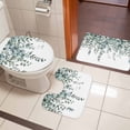 thumbnail image 4 of Green Eucalyptus Leaves Bath Mat 3 Piece Bathroom Rug Set, Summer Botanical Watercolor Non Slip Bath Rug Contour Mat and Toilet Lid Cover, Absorbent Shower Mats Soft Bath Rugs and Mats Sets, 4 of 8