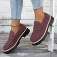 thumbnail image 4 of Roncen Women's Suede Loafers - Retro Round Toe Chunky Platform Mid Heel Casual Shoes, Fashionable Slip-On Comfort for Daily Wear, 4 of 9