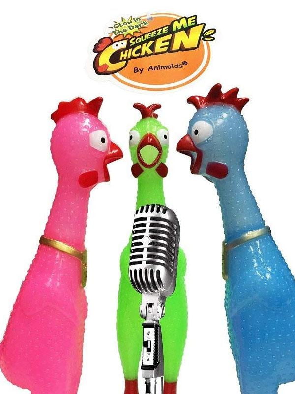 Squeeze Me Rubber Chicken Toy Screaming Kids Squeaky Loud Honking Novelty Green for sale online 