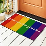 Pride Lgbt Bisexual Girls Rugs Doormat, Non-Slip Machine Washable Carpets Floor Door Mat , 36" x 24"
