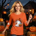 thumbnail image 4 of Halloween Womens Shirts 3/4 Sleeve Funny Pumpkins Print Crew Neck T-Shirts Halloween Costume Holiday Blouse, 4 of 6