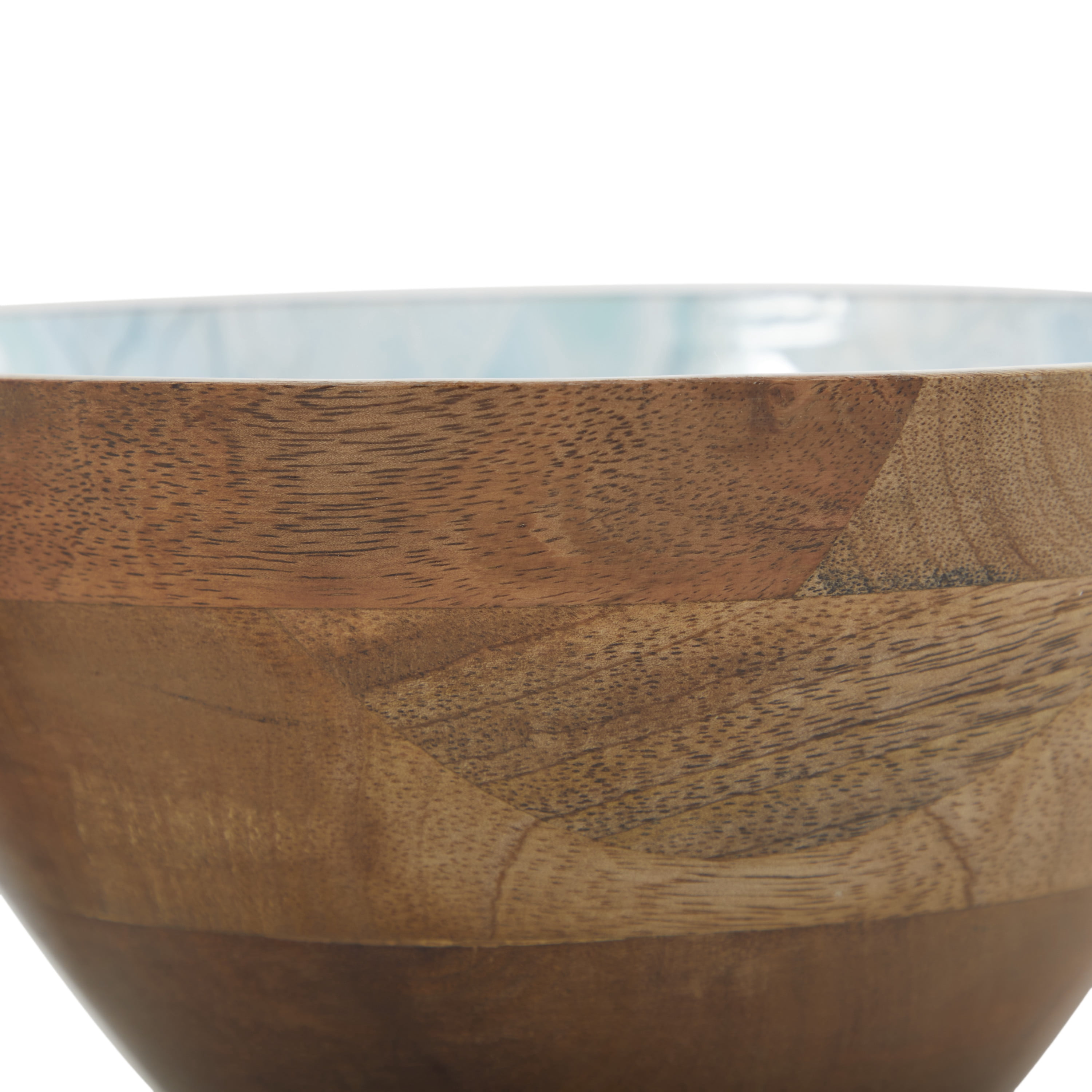 DecMode 9", 7"W Handmade Round Nesting Light Blue Mango Wood Decorative Bowl, Set of 2