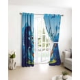 thumbnail image 3 of Funny Dinosaur Blackout Curtains for Bedroom/Living Room, Thermal Insulated Kitchen Curtains, Playing Guitar Palm Tropical Blue Silhouette Grommet Darkening Window Treatment Drapes 27.5"x39"x2, 3 of 8