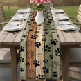 thumbnail image 4 of Sage Green Brown Table Runner - 48 Inch Long Farmhouse Dog Paw Vintage Cotton and Linen Blended Dress Scarves Farmhouse Table Runner for Kitchen Dining, Coffee Table, 13" x 48", 4 of 8