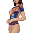 thumbnail image 2 of Easygdp Rooster Oil Painting Women'S Waist-Cinching Short-Sleeved Onesie, Olastic Onesiet,Snaps At Bottom,Easy To Put On And Take Off - Small, 2 of 9