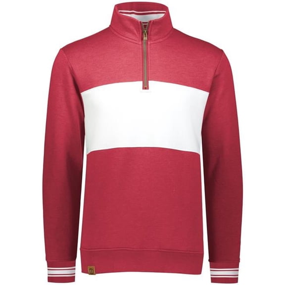Adult Ivy League Pullover, Scarlet Heather & White - Small