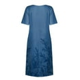 thumbnail image 4 of Ecqkame Women's 2025 Summer Dresses Floral Casual Loose Beach Dress Short Sleeve Crew Neck Flowy Long Dress with Pockets 02-Blue XXL, 4 of 5