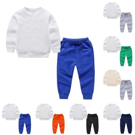 NAISIBABY Boys Outfit Sets Size 6, Long Sleeved Sweatshirt With Sweatpants Elastic Waist Causal 2-Piece Set Blue