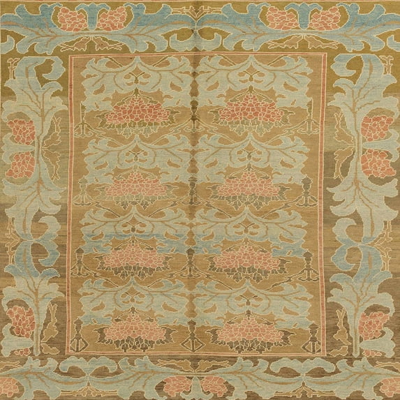 Ahgly Company Machine Washable Indoor Square Abstract Cinnamon Brown Area Rugs, 4' Square