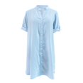 thumbnail image 4 of OSOLU Women Spring/summer Solid Color Loose Shirt Dress Mid Sleeve Button Dress Fashionable Sundress Dresses For Women 2025 Elegant Classy, 4 of 5