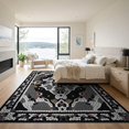 thumbnail image 3 of ODIKA 9'x12' Washable Area Rug Non-Shedding, Easy Care Grey Abstract Contemporary Mosaic Interlocking Border Brushstroke for Master Suite, California King, Under Bed, 3 of 7