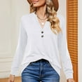 thumbnail image 6 of 2025 New Fashion Plus Size Fashion Women Casual V Neck Long Sleeve Solid Color T-Shirt Top Pullover Blouse, 6 of 8