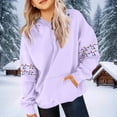 thumbnail image 5 of Piuwrlz Girl Winter Hoodies Kids Hood Sweatshirts Loose Pocket Round Neck Hoodie Purple Size 130, 5 of 5