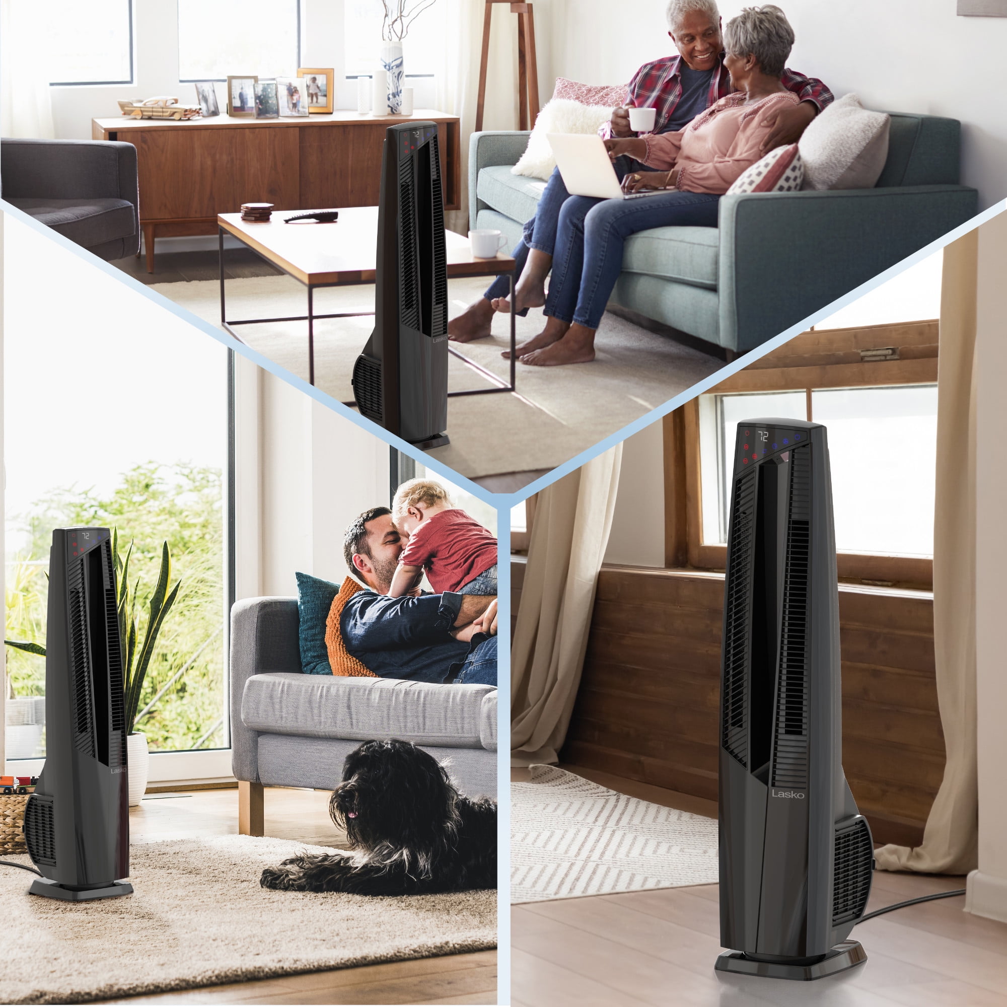 Lasko DUO Comfort FHV801 Black 1500W 3 Speed, Remote Tower Fan and Ceramic Space Heater