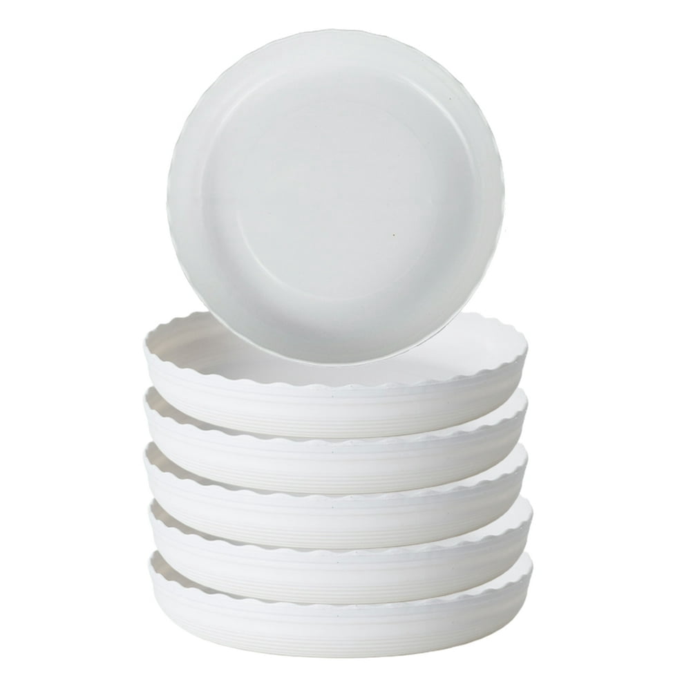 White Wavy Edge Flower Pot Mat Drip Tray Plant Container Accessories 1 Pc 6Pcs  Plastic Trays