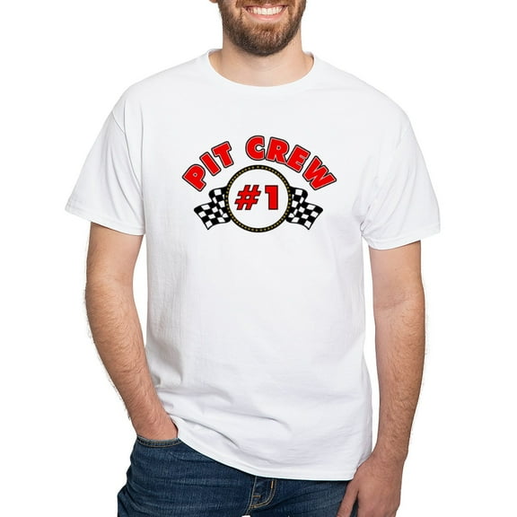 CafePress - #1 Pit Crew White T Shirt - Men's White Classic Cotton T-Shirts