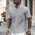 thumbnail image 2 of CONZONE Mens Buttons Down Shirts Short Sleeve Shirts For Men Trendy Solid Color Lapel Soft Lightweight Tops, 2 of 4