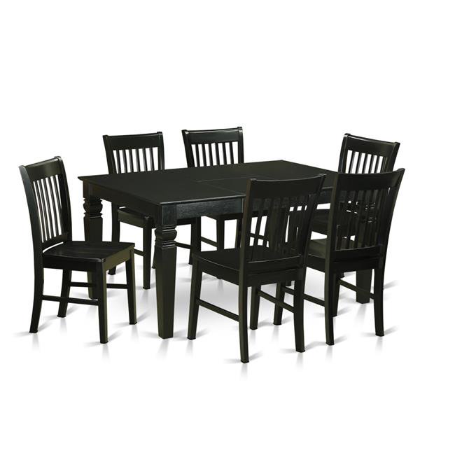 Dining Room Set - Table & 6 Chairs, Black - 7 Piece - Walmart.com