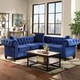 thumbnail image 2 of High-End Living Room Chesterfield Sofa, 80'' Classic Velvet Rolled Arm Couches and Sofas with 3 Pillows, L-Shaped Button-Tufted Scrolled Back Furniture Set with Solid Wood Legs, Blue, S9890, 2 of 8