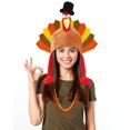thumbnail image 1 of Hikkcos Sombrero de Pavo de Acción de Gracias y 3 Paquetes de Collares de Cuentas Disfraz de Cabeza de Pavo Sombrero de Gobbler de Felpa para Disfraces de Trote de Acción de Gracias Fiesta Juego de Ro, 1 of 5