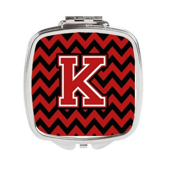 Letter K Chevron Black & Red Compact Mirror - Black & Red