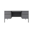 thumbnail image 2 of Lorell Fortress Series Teachers Desk 60" x 30" x 29.5" - Double Pedestal - T-mold Edge - Material: Steel - Finish: White Laminate Surface, Platinum, 2 of 8