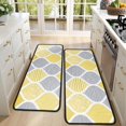 thumbnail image 4 of Kitchen Rugs Sets Of 2,Yellow and Gray Geometric Quatrefoil Pattern Anti Fatigue Kitchen Mat Rugs Non Slip Washable,Decorative Kitchen Floor Mats for Kitchen,Sink,Laundry,17"x47"+17"x47", 4 of 5