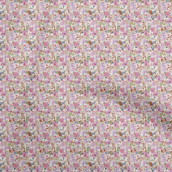 oneOone Cotton Cambric Pink Fabric Watercolor Floral Sewing Craft Projects Fabric Prints By Yard 56 Inch Wide