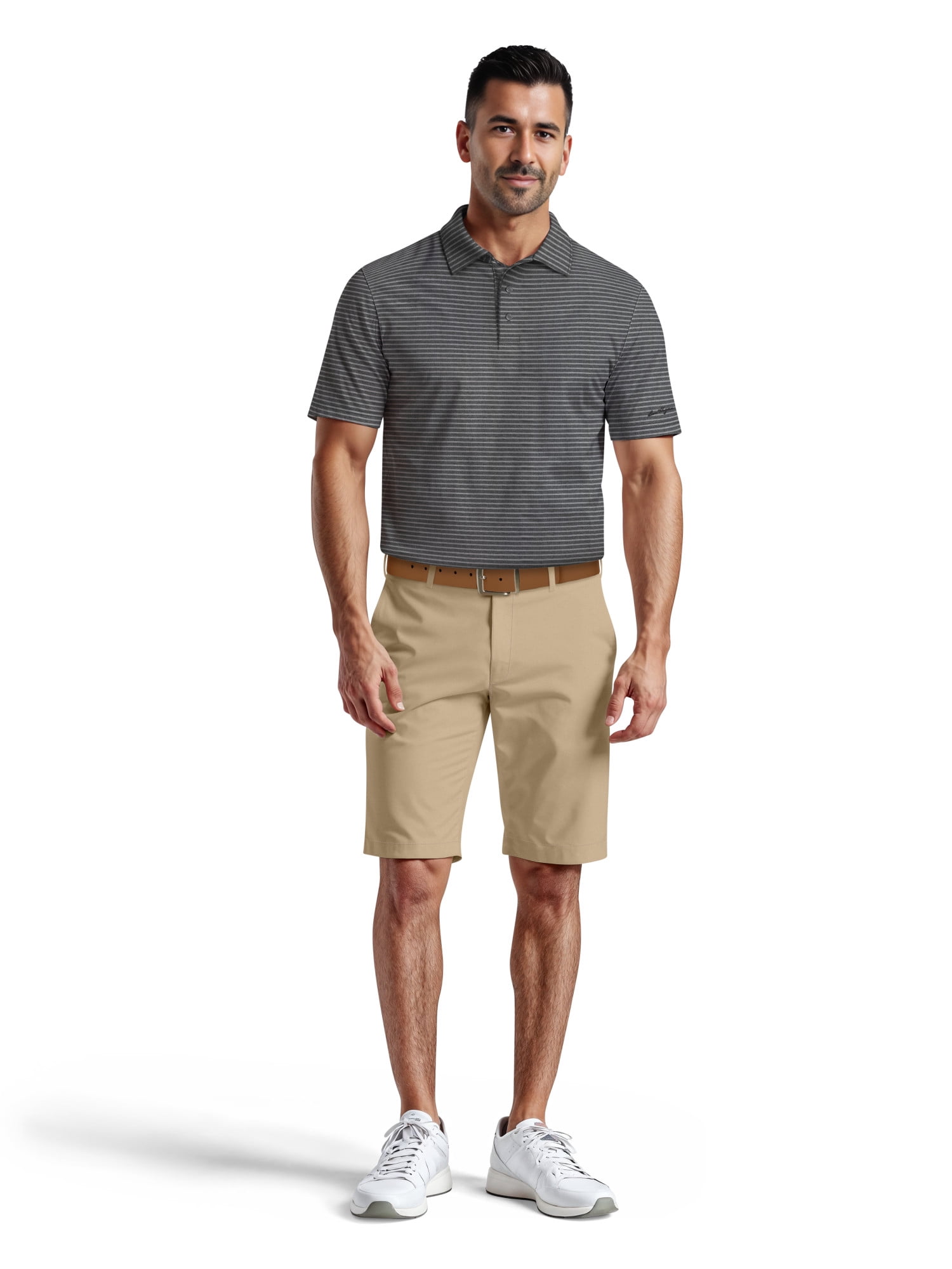 Ben Hogan Men's & Big Men's Performance Heather Stripe Short Sleeve Golf Polo Shirt, Sizes S-5XL