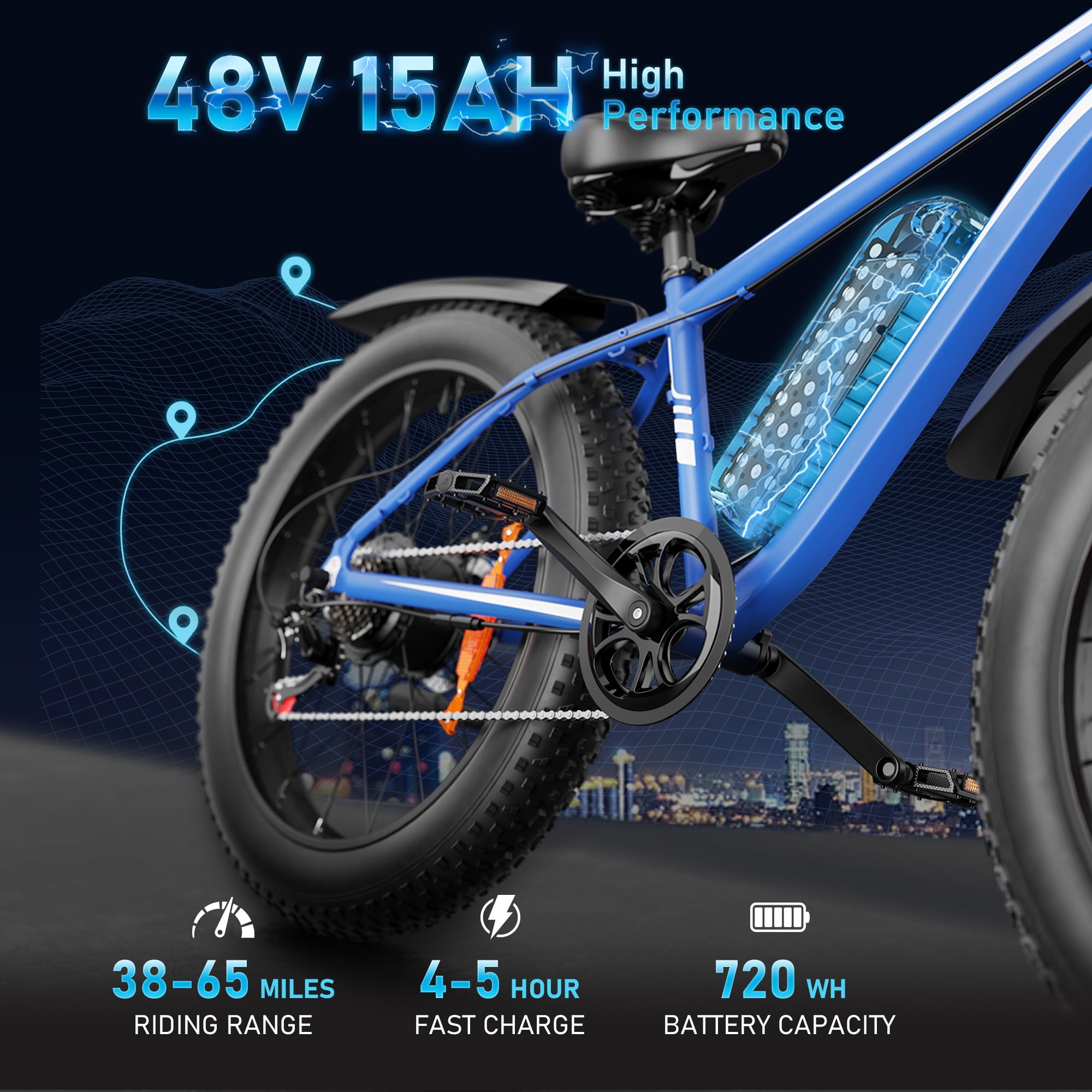 AMYET EB26 Electric Bike for Adults Set of 2, 26" Fat Tire E-Mountain Bicycle, 1000W 48V 15Ah 7-Speed Ebike UL2849