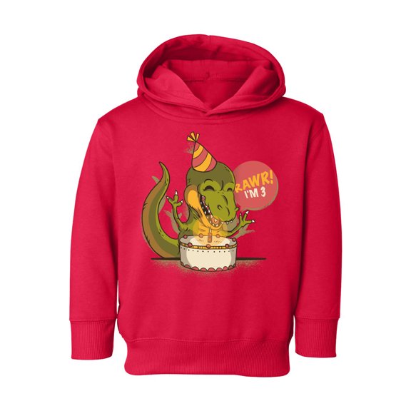 Awkward Styles 3rd Birthday Toddler Hoodie I'm Three Dinosaur Fleece Hooded Sweatshirt for Kids